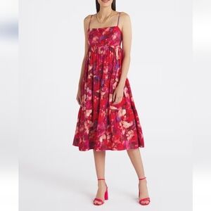 NWT Gilli Stichfix Watercolor Floral Pink Midi Spring Dress